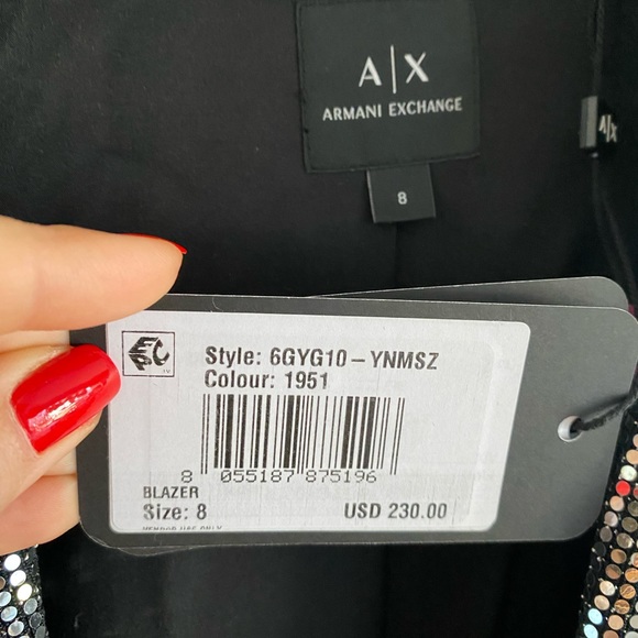 A/X Armani metallic blazer snap closure size 8 - Picture 4 of 4